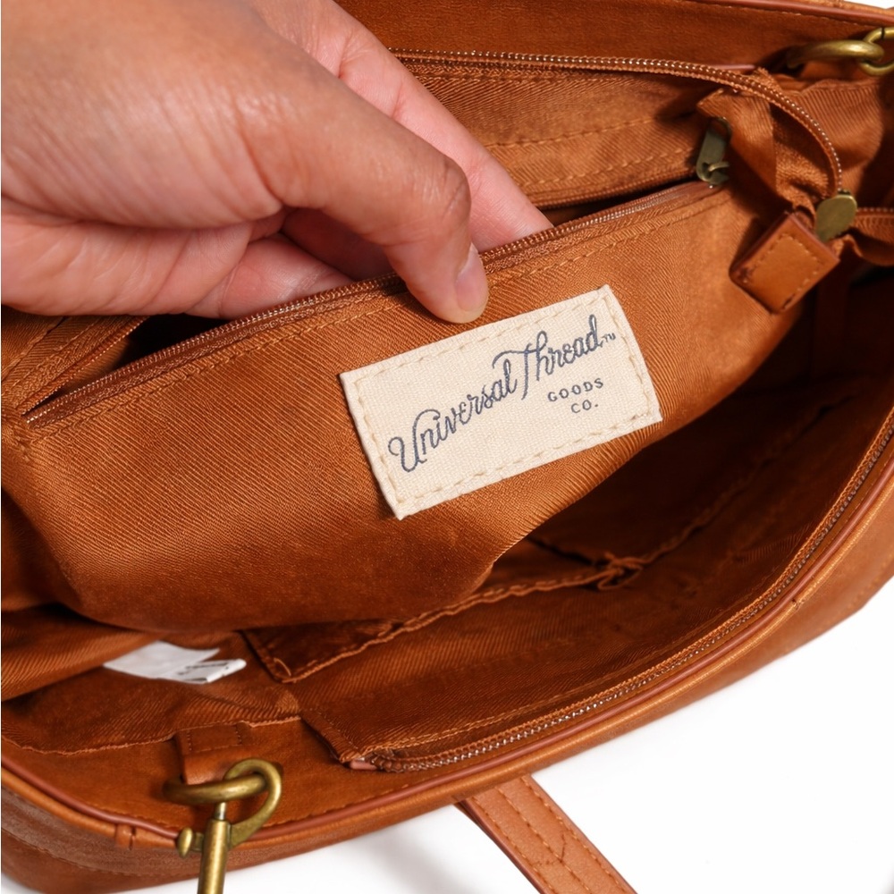 Universal Thread Burnt Orange Leather Satchel - image 6